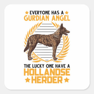 Hollandse Herder Guardian Angle Sheepdog Quadratischer Aufkleber