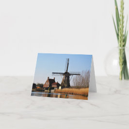 Hollandse Molen aan de waterkant. Dankeskarte
