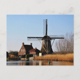 Hollandse Molen aan de waterkant. Postkarte