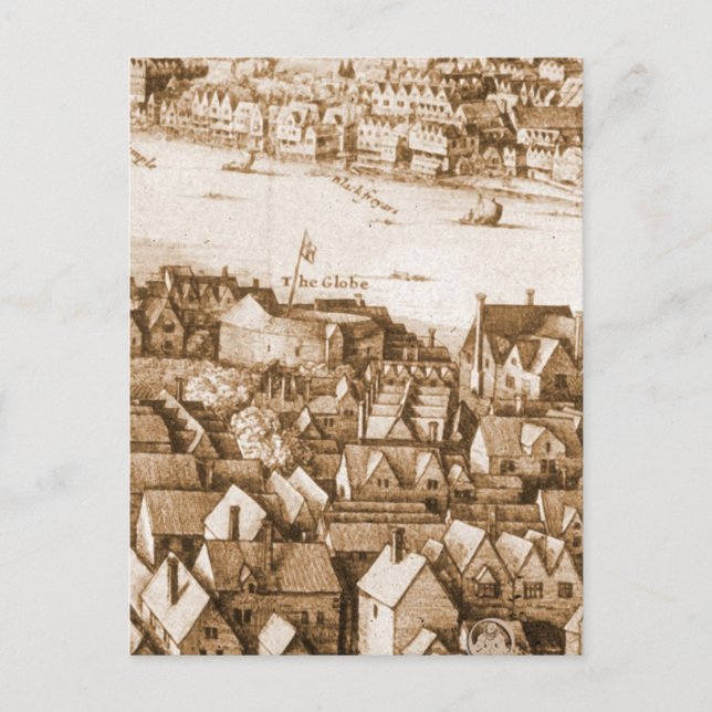 Hollars Globe Theater Long View of London Postkarte (Vorderseite)