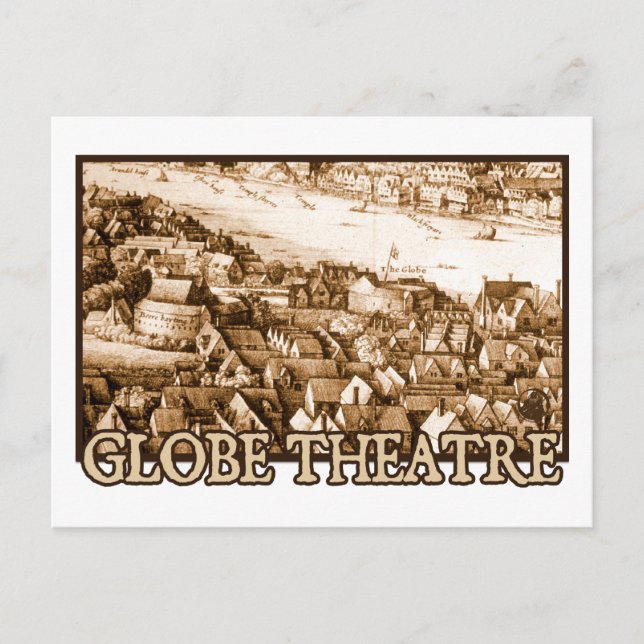 Hollars Globe Theater Long View of London Postkarte (Vorderseite)