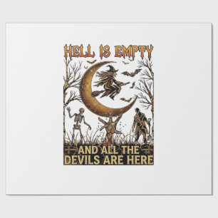 Hölle ist leer Halloween Hexe Mondsichel Skelett Geschenkpapier