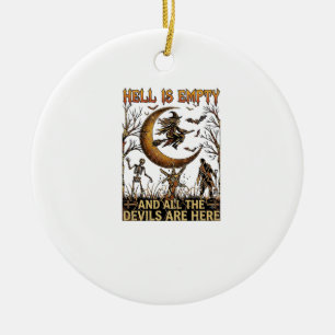 Hölle ist leer Halloween Hexe Mondsichel Skelett Keramik Ornament