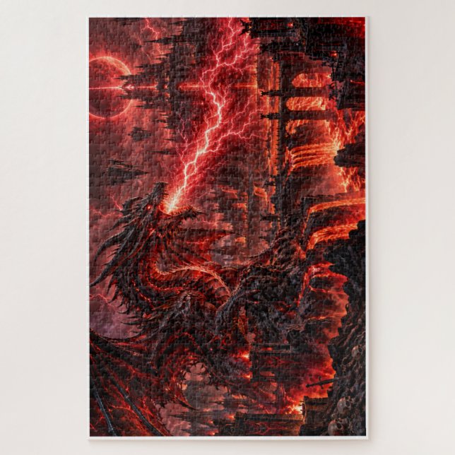Höllendrache – Roter Blitzsturm Puzzle (Vertikal)