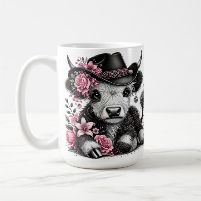 Höllenkuh mit Blumenhut Kaffeetasse (Links)