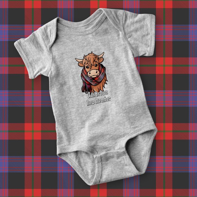 Höllenkuh mit braunem Tartan-Karpfen Baby Strampler (Von Creator hochgeladen)