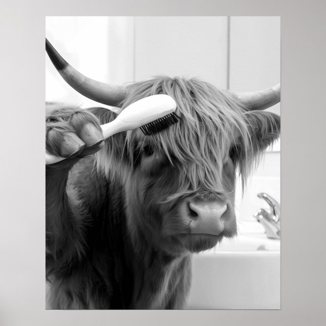 Höllenkuh mit Haarspülung Funny Friseur Poster (Vorne)