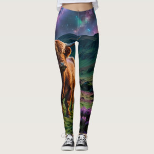 Höllenkuh stehend unter Sternen in Heather Leggings