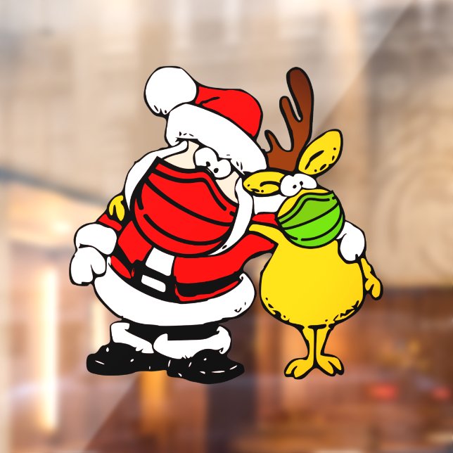 Holliday Santa Claus Reindeer Face Mask Pals Vinyl Fensteraufkleber (Blatt 2)