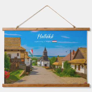 Hollókő, Ungarn - Historische Dorfstraße Wandteppich Mit Holzrahmen