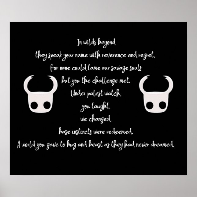 Hollow Knight Gedicht Poster (Vorne)