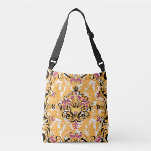 Hollow Life Verzierte Gold- und Rosa-Blumenmuster Tragetaschen Mit Langen Trägern
