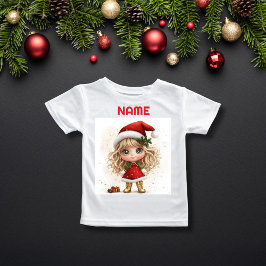 Holly-Adorned Christmas Girl INDIVIDUELLE NAME T-Shirt