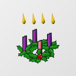 Holly Advent Wreath Fensteraufkleber