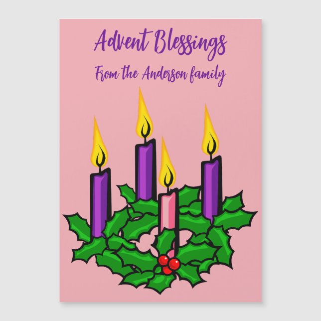 Holly Advent Wreath Magneteinladung (Vorderseite)