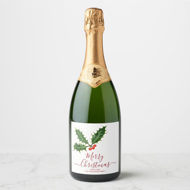 Holly and Berries Frohe Weihnachten und Familienna (Vorderseite)