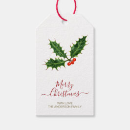 Holly and Berries Frohe Weihnachten und Familienna Geschenkanhänger