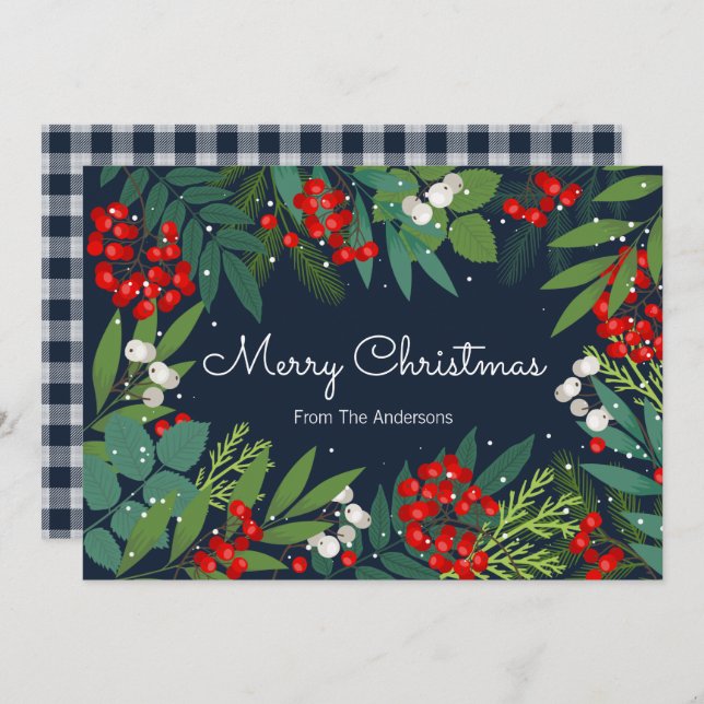 Holly and Greenery Frohe Weihnachten (Vorne/Hinten)