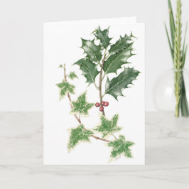 Holly and Ivy Sprigs in botanischer Wasserfarbe Feiertagskarte