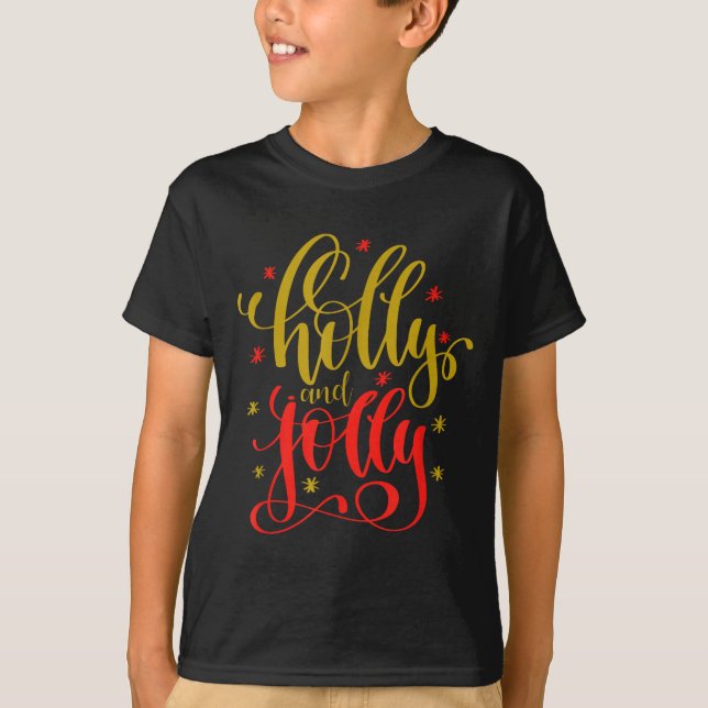 Holly And Jolly Festive Christmas Holiday Pajama C T-Shirt (Vorderseite)