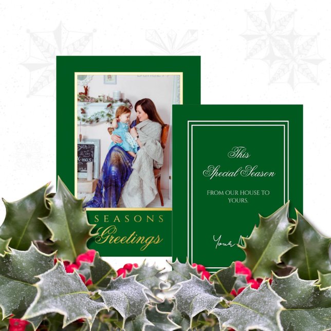 Holly and the Ivy Minimalist Green Christmas Card Folieneinladung (Von Creator hochgeladen)