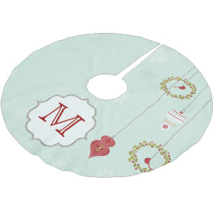 Holly Bales Kardinal Monogram Initial Tree Skirt Polyester Weihnachtsbaumdecke