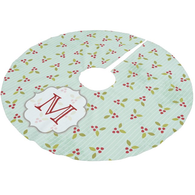 Holly Bales Kardinal Monogram Initial Tree Skirt Polyester Weihnachtsbaumdecke (Schrägansicht)