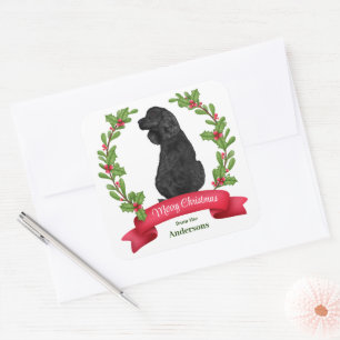 Holly Banner Black Cocker Spaniel Weihnachten Quadratischer Aufkleber