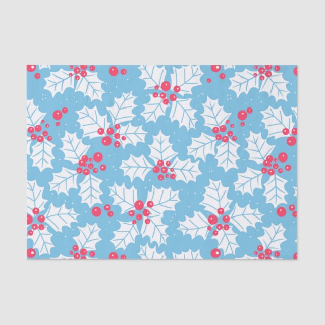 Holly Beere auf blau Seidenpapier (Vorderseite)