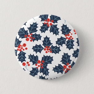 Holly Beere auf Weiß Button