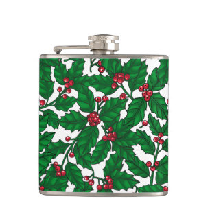 Holly Beere auf Weiß Flachmann