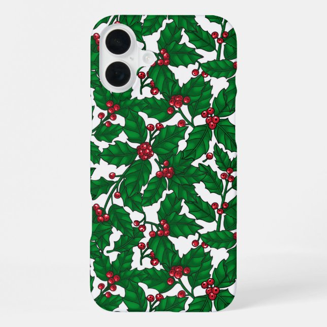 Holly Beere auf Weiß iPhone Hülle (Rückseite)