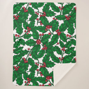 Holly Beere auf Weiß Sherpadecke