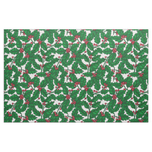 Holly Beere auf Weiß Stoff