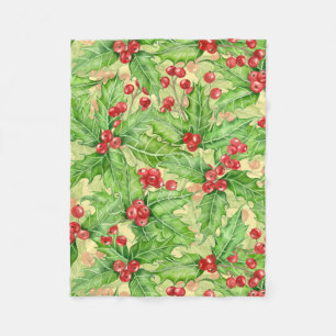 Holly Beere, Wasserfarbe Weihnachtsmuster Fleecedecke