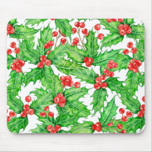 Holly Beere, Wasserfarbe Weihnachtsmuster Mousepad