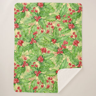 Holly Beere, Wasserfarbe Weihnachtsmuster Sherpadecke