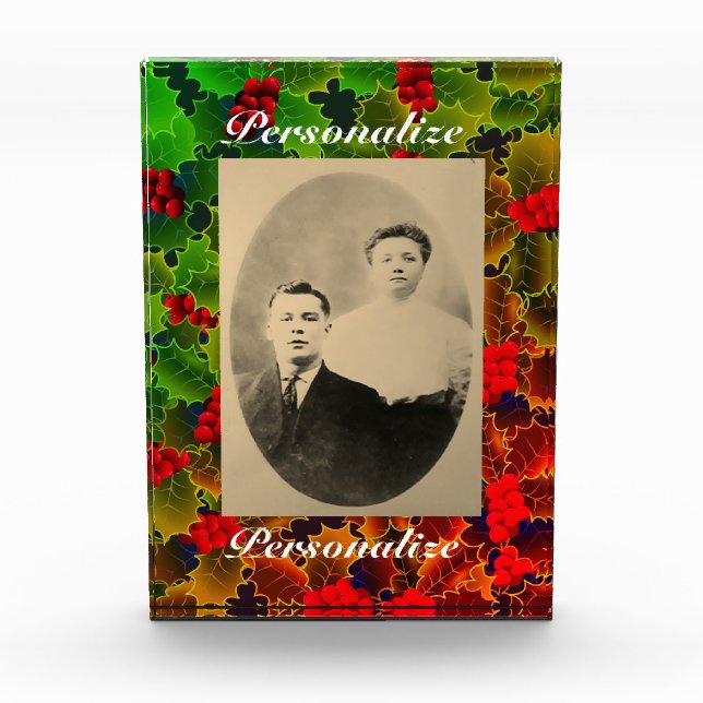 Holly-Beeren-Blätter leuchten winterrot Fotoblock (Vorderseite)