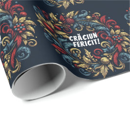 Holly-Beeren-Kranz der rumänischen Flaggenfarben W Geschenkpapier