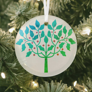 Holly-Beerenbaum-Design auf einer Glasverzierung Ornament Aus Glas