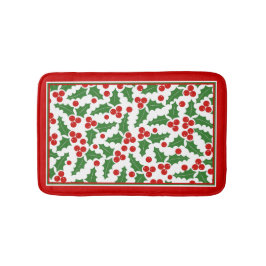 Holly Beermuster und rote Grenze Weihnachten Badematte