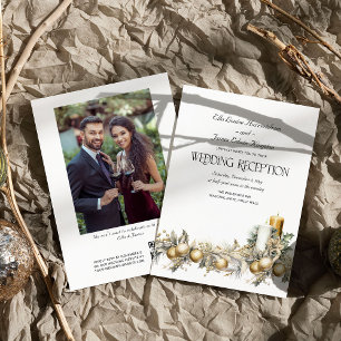 Holly Bells Golden Berry Winterhochzeitsempfang Einladung