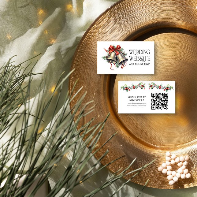 Holly Bells Winter Wedding Website und Online-UAWG Begleitkarte (Wedding Website Card from the Holly Bells Wedding Collection by Darling & May)