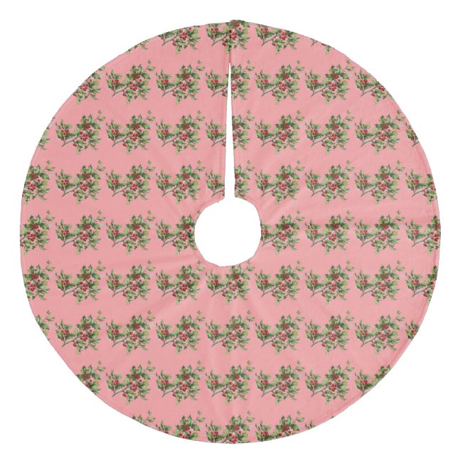 Holly Beries 001 Fleece Weihnachtsbaumdecke (Vorderseite)