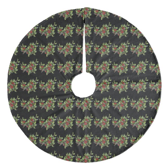 Holly Beries 001 Fleece Weihnachtsbaumdecke (Vorderseite)