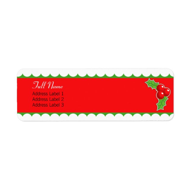 Holly beries red n green border christmas label (Vorne)