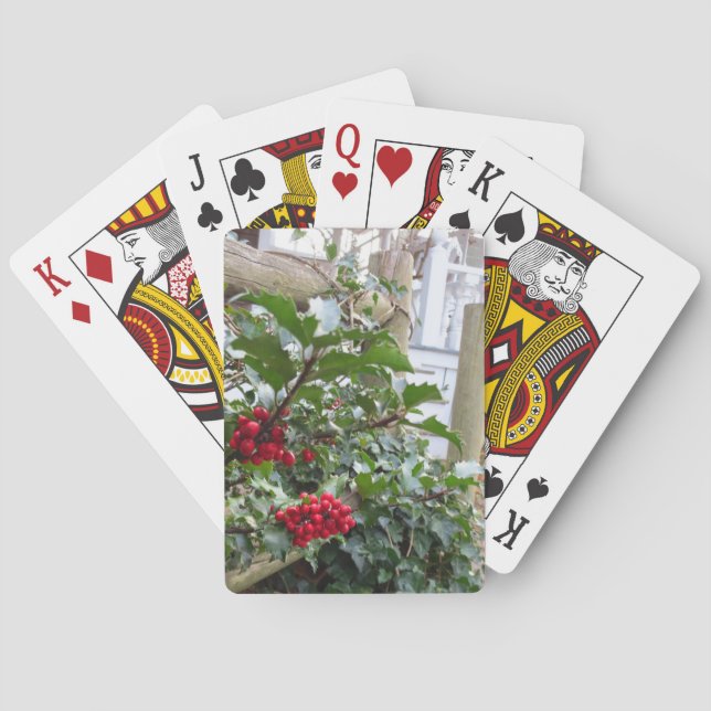 Holly Berries and Fence - Martha's Vineyard Spielkarten (Rückseite)
