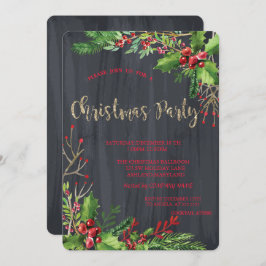 Holly Berries, Black Company Christmas Party Einladung