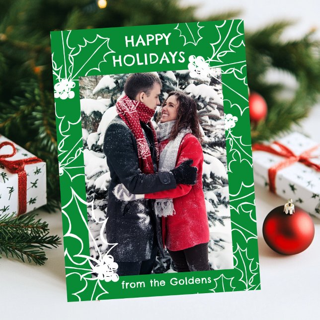 Holly Berries Christmas CUSTOM FOTO Feiertagskarte (Holly Berries Christmas CUSTOM PHOTO Holiday Card
)