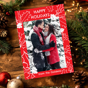 Holly Berries Christmas CUSTOM FOTO Feiertagskarte